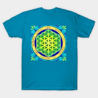 Flower of Life, and Nine Blessings T-Shirt